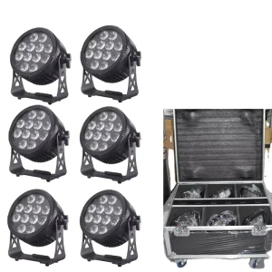 6 Pack Outdoor Waterproof Wireless DMX 12x18W RGBWA UV 6in1 IP66 LED Par Light Spotlights Touch Screen Battery Uplight Flight