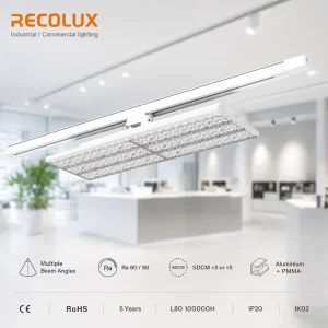 6 Wire 4 Circuit LED Linear Track Panel Light DALI Dimmable Track Lighting for Retail and Exhibition Hall