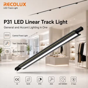 6 Wire DALI LED Track Linear Light Central Fixed Light Dual Adjustable Wings Showroom Track Lighting for Gallery Lighting