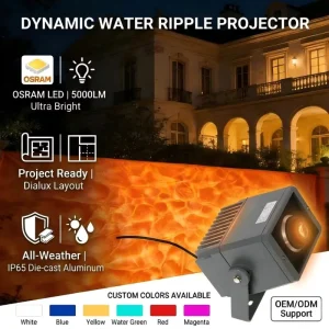60 Watt Single Color LED Dynamic Water Ripple Projector Lamp Outdoor Waterproof IP65 Atmosphere Light Effect Advertising Waves