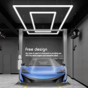 6000K Hexagon LED Garage Lights Auto Shops Warehouse Showroom Ceiling Lamp 2 Rectangles Honeycomb Design AC Car Detailing