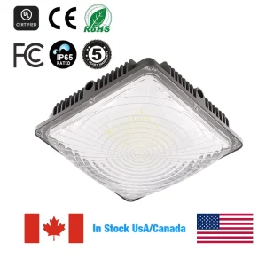 60W LED Gas Station Light IP65 140-150Lm/W 27W 40W 120W 3000-6000K UL CE RoHS 0-10V Dimming J-BOX Mounting LED Canopy Fixture