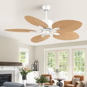 645 Iron Ceiling Fan 5 Blades AC DC Motor LED Light 42 52 Inch Blade Size Modern Design for Dining