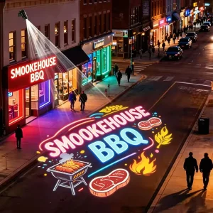 65 85 110W Custom Gobo Logo Projector Lamp LED Outdoor Waterproof Advertising Light for Korean Barbecue Shop Rotating Signs
