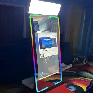 65 Inch Mirror Photo Booth Shell with 43 Inch Touch Screen and Road Case for Graduation Celebration Party Decor