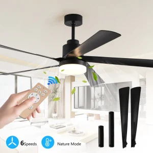 65 Inch Modern DC 6 Speed Timable Reversible Hanging Fan Chandelier Ceiling Light with Remote Dimmable LED Light