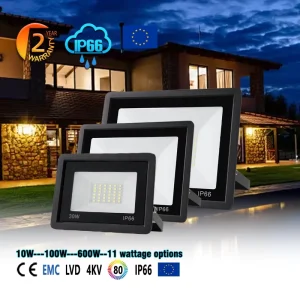 6500k DOB Driver Flood Lights Black IP65 Outdoor Aluminum+ Glass 10W 100W 600W Options 100 265V Garden Stadiums Led Flood Light