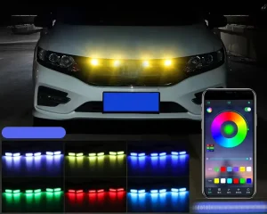 6SMD RGB Car Grille Light 4 Lamps White Amber Optional Warning Light Decoration Lamp 12V 24V Warning Light for Truck