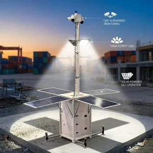 6m Manual Mast Solar Camera Tower with 4*350W Solar Panels 4*150Ah Gel Battery IP65 Waterproof for Construction Sites