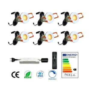 6pcs light Mini Spotlight for Outdoor and Veranda with Remote Control 12V DC Waterproof Dimmable