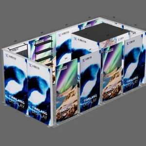 6×3 Modular Booth Kit Push Fit Assembly Portable LED Light Box With SEG Fabric Graphic for Expo Stand Backdrop