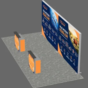 6×3 Modular Booth Kit Push Fit Assembly Portable LED Light Box With SEG Fabric Graphic for Seafood Expo Stand Backdrop