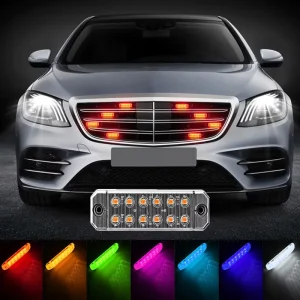 7 Colour 12 LED Strobe Car Grille Warning Light Mini LED Grille Lights for Cars and Trucks 6V Voltage