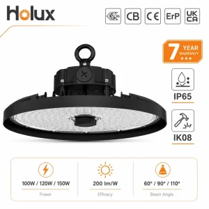 7 Year Warranty 200 Lm/W 5050 PC Lens IP65 IK08 100W 120W 150W 4000K Warehouse Factory UFO LED High Bay Light