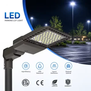 75W 100W 150W 200W 240W 300W LED Parking Lot Light Outdoor Shoebox Area Light ETL IP65 Type III with Optional Photocell