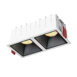 7W*2 Shop Dimmable Downlight Spot Light Anti Glare COB Recessed Square LED Double Head Spotlight