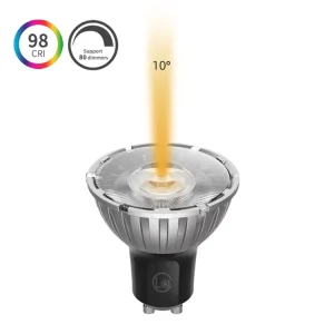 7W GU10 Spotlight Narrow Beam 10 Degree Aluminum LED Spot Light Bulb CRI 95 98 Dimmer Warm Dimmable LED GU10 MR16 Lamps