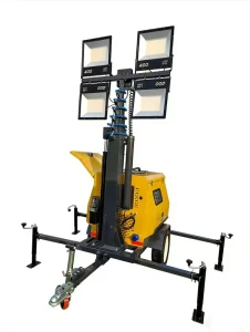 7m Diesel Generator 4*400W Mobile LED Light Tower Telescopic Mast Portable Outdoor Lighting White Light OEM Accepted
