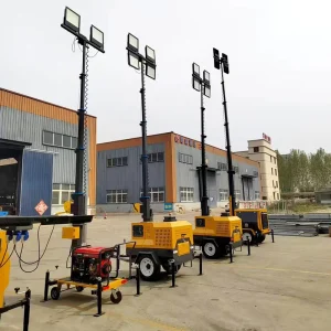 7m Diesel Mobile Lighting Tower 4x400W LED Telescopic Mast Trailer Mounted Light Tower for Industrial Use