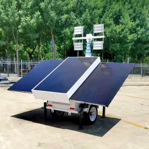 7m Mobile Light Tower Diesel Generator 4x400W LED Trailer Mounted Lighting Tower for Construction Site