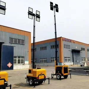7m Mobile Lighting Tower Diesel Generator 4x400W LED Trailer Mounted Light Tower for Industrial Projects