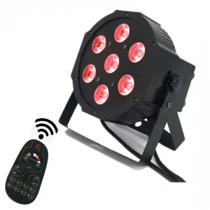 7x18W RGBWA UV 6 in 1 IP33 Rated Slim LED Par Stage Light with Remote Control & Dimmable for DJ Disco Wedding Decorations