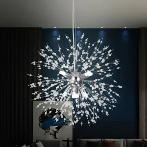 8 Heads Round Crystal G9 Bulb Dandelion Decoration Chandelier Pendant Light