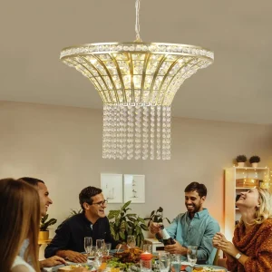 8 Light Fixture Gold Round Modern Luxurious Chandelier Pendant Lights for Indoor Living Dining Room