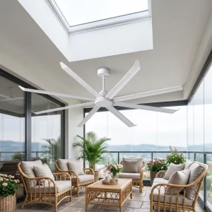 80 Inch 6ft 8in European Modern Ceiling Fan with 8 Aluminum Blades DC Motor 6 Speed Metal Construction for Living Room