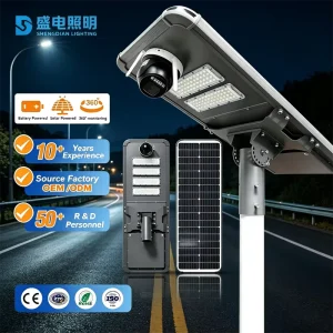 8000Lm LED Solar Street Light with Smart Motion Sensor and CCTV Camera IP66