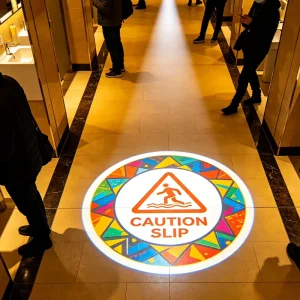 80W 100W Custom LED Logo Projector Gobo Advertising Light Safety Signs for Floor Toilets in Shopping Malls Restaurants