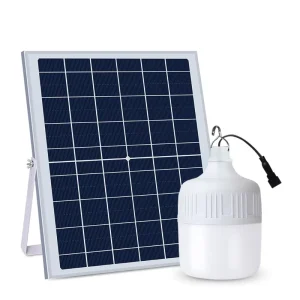 80W Solar LED Bulb Residential Dimmable Camping Lantern Emergency Portable Light IP66 360 Beam Angle Remote