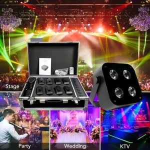 8pcs 4x18W LED Par Light Flightcase RGBWAUV Mini LED Uplights DMX IR Remote Wireless APP Control Wedding Stage Spotlights