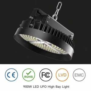 900W 1000W 6500K 24 Inch Grow Basketball Court Pickleball Court LED High Bay Lights for Gym Aquarium Grow Facility