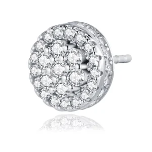 925 Sterling Silver Round Cluster Moissanite Stud Earrings for Men Women Full Micro Pavé Iced Out Moissanite Earrings