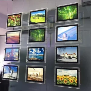 A3 Double Side Indoor Rectangle Advertising Poster Acrylic Magnetic Panel Real Estate Agency LED Window Light Box Display