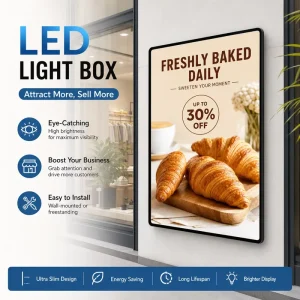 A4 Pull Slide Slim LED Light Box Wall Mount Bar Snack Shop Backlit Illuminated Menu Display Frame