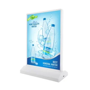 A4 Rectangle Double-Sided Illuminated Billboard Light Box Rechargeable Desktop Advertising Display with Pull-Draw Feature