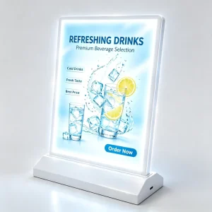 A4 Rectangle LED Illuminated Double Sided Billboard Light Box Rechargeable Indoor Desktop Advertising Display Pull Draw Feature