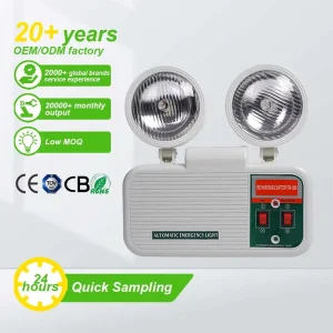 ABS Material NI CD Rechargeable LED Twin Spot Emergency Light with 2 Hours Backup for Hotels Hospitals and Indoor Outdoor Use