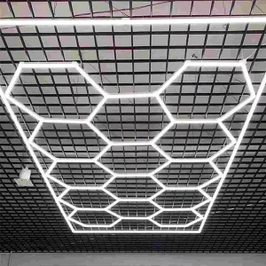AC 110V-220V LED Hexagon Garage Lighting Easy Mounted LED Hexagon Light for Car Work Shop, Garage Room, Honeycomb LED Lights