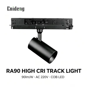 AC 220V COB LED Track Light Ra90 High CRI 90lm W Spotlight Round Rail Lamp for Retail Clothing Store Shop Lighting
