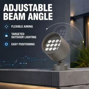 AC 85 265V IP66 LED High Bright DMX Flood Light for Yard Outdoor Landscape Lighting with Adjustable Beam Angle