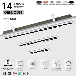 AC200-240V Embedded Linear Spotlight Framed Aluminum Housing Anti Glare 36° Beam Angle CE RoHS SAA EMC LVD Chinese Factory Sale