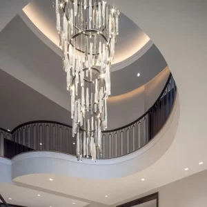 ANNO Architectural Glass Chandelier Lighting for Duplex Residential Projects