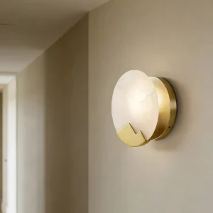 ART DECO Round Iron Marble Shade E14 Decorative Wall Lamp for Bedroom Villa Living Room Lighting