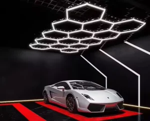 Ac powered Hexagon LED Ceiling Light for Garages Workshops Honeycomb Aluminum Body Wall Detailing Lighting Office Use Garage