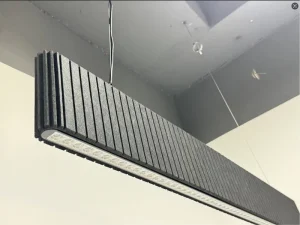 Acoustic Architectural Lighting Fixture With Custom PET Acoustic Panels