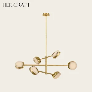 Adjustable Alabaster Chandelier Kitchen Pendant Light Brass Hanging Lamp for Villa Restaurant Hotel Boutique 110V