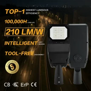 Adjustable Beam Angle IP65 AC LED Street Light with Aluminum Alloy & ABS 80-130 for Road Projects